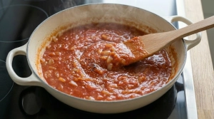 Étape 11: Versez le coulis de tomate, salez, poivrez et lais...