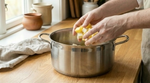 Étape 5: Dans une grande casserole, disposez les cubes de c...