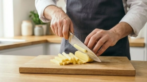 Étape 3: Coupez les pommes de terre en bâtonnets régulier...