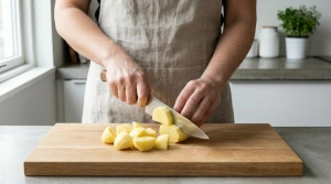 Étape 3: Coupez les pommes de terre en morceaux de taille r...
