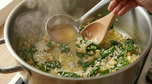 Étape 8: Versez le bouillon de légumes chaud sur la prépa...