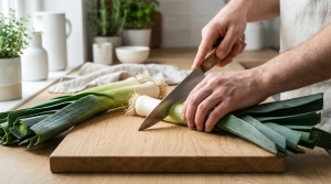 Étape 1: Retirez la racine et la partie verte trop dure des...