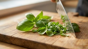 Étape 3: Ciselez finement les feuilles de basilic frais —...
