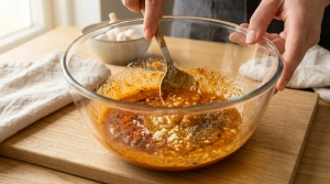 Étape 2: Dans un grand saladier, mélangez à la cuillère ...