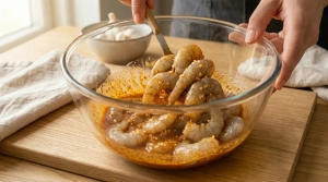 Étape 3: Ajoutez les crevettes décortiquées dans le salad...