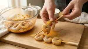 Étape 6: Sortez les crevettes du réfrigérateur. Piquez-le...