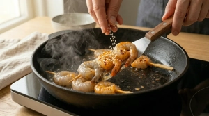 Étape 8: En toute fin de cuisson, saupoudrez les brochettes...