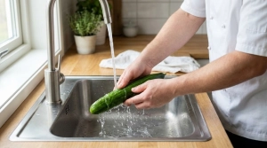 Étape 1: Lavez soigneusement le concombre sous l'eau froide...