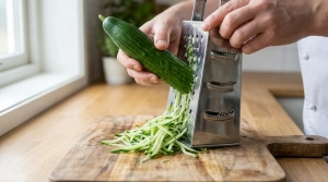 Étape 2: Râpez le concombre grossièrement à l'aide d'une...