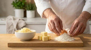 Étape 1: Préparez tous vos ingrédients : coupez le beurre...