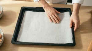 Étape 8: Préparez une plaque de cuisson en la recouvrant d...