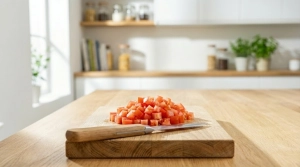 Étape 7: Coupez la chair de tomate en très petits dés (br...
