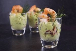 Verrines guacamole-crevettes