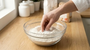 Étape 4: Dans un saladier, versez la farine et la levure ch...