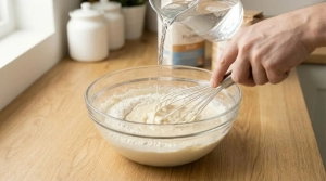 Étape 5: Ajoutez l'eau progressivement en fouettant énergi...