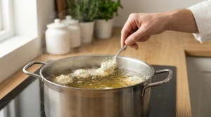 Étape 8: Faites chauffer l'huile dans votre friteuse ou une...