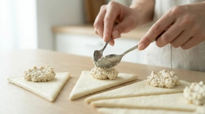 Étape 10: Déposez une petite noisette de farce au fromage s...
