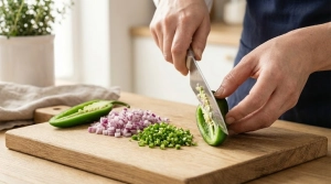 Étape 3: Coupez le piment en deux, retirez les graines (sau...