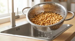 Étape 1: Versez les pois chiches dans une passoire au-dessu...