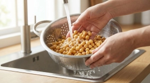 Étape 2: Rincez abondamment les pois chiches sous l'eau fro...