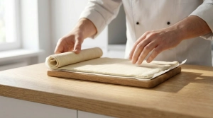 Étape 2: Déroulez délicatement la pâte feuilletée sur l...