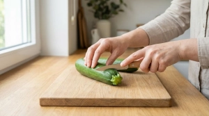 Étape 2: Coupez les extrémités des courgettes sur une pla...