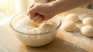 Étape 10: Une fois la pâte levée, donnez un coup de poing ...