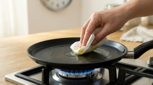 Étape 9: Faites chauffer la poêle à feu vif et graissez-l...
