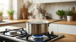 Étape 1: Dans une casserole, portez la moitié de l'eau (50...