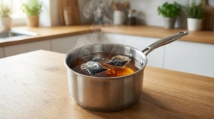 Étape 2: Retirez du feu, ajoutez les sachets de thé noir e...