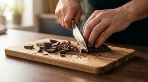 Étape 2: Hachez grossièrement le chocolat noir sur une pla...
