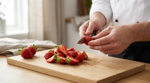 Étape 4: Équeutez les fraises et coupez-les en deux ou en ...