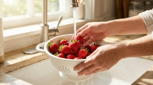 Étape 1: Lavez soigneusement les fraises sous l'eau froide,...