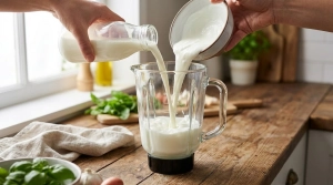 Étape 3: Dans le bol du blender, versez d'abord les liquide...