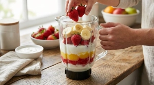 Étape 4: Ajoutez ensuite les fraises équeutées et les ron...