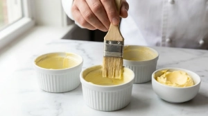 Étape 1: À l'aide d'un pinceau, beurrez généreusement l'...