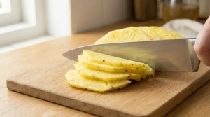 Étape 5: Coupez l'ananas en quatre quartiers dans la hauteu...