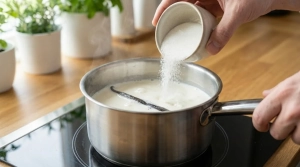 Étape 3: Dans une casserole, versez la crème liquide, le l...