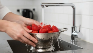 Étape 2: Lavez délicatement les fraises sous un filet d'ea...