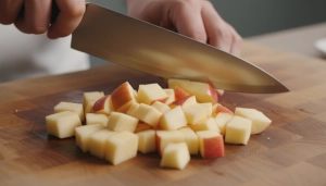 Étape 6: Détaillez les quartiers de pomme en cubes réguli...