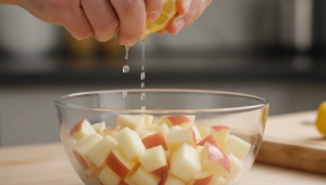Étape 7: Arrosez immédiatement les cubes de pomme avec la ...