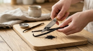 Étape 3: Fendez la gousse de vanille en deux dans le sens d...