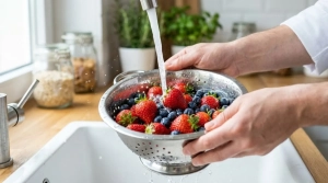 Étape 1: Lavez soigneusement les fraises et les myrtilles s...