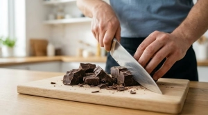 Étape 1: Hachez grossièrement le chocolat noir sur une pla...