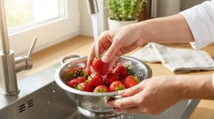 Étape 1: Lavez soigneusement les fraises sous l'eau froide,...