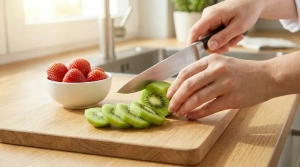 Étape 3: Pelez les kiwis et coupez-les en rondelles assez �...