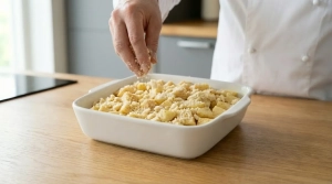 Étape 10: Saupoudrez la pâte à crumble sur les pommes en r...