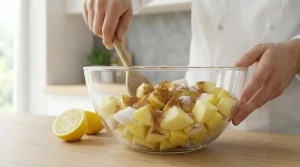 Étape 4: Dans un grand saladier, mélangez les cubes de pom...