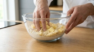 Étape 9: Ajoutez les dés de beurre au mélange sec. Travai...