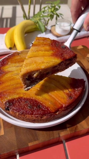 Gâteau renversé aux bananes et chocolat